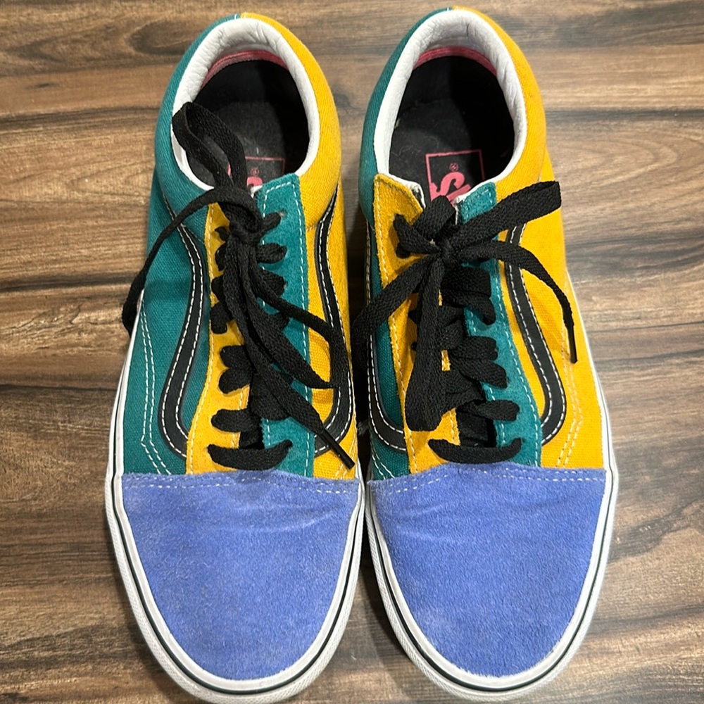 Vans - “Old Skool Mix & Match” [Blue suede, yellow, green, and black details]